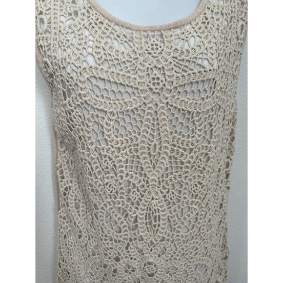 Nic+Zoe Top Womens Medium Tank Crochet Beige Under Shell Career Casual Boho EUC - Picture 3 of 6